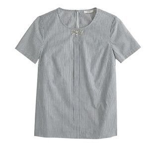 Jeweled Bow Top Striped JCrew Blouse Top